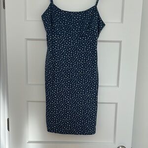 Elegant Navy Blue Spaghetti Strap Dress